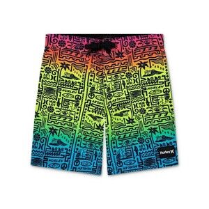 Hurley Squiggle Ombre Line Boardshorts Boys Size 18 NWT 4-Way Stretch Swim Trunk